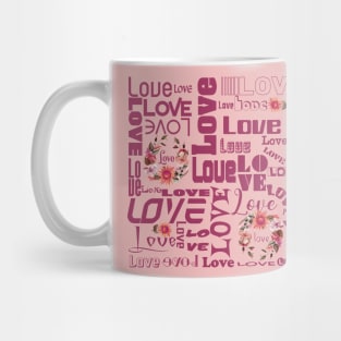 SUNFLOWER LOVE ARTPOGRAPHY - DARK CORAL PINK  FONT TYPOGRAPHY ALL ABOUT LOVE Mug